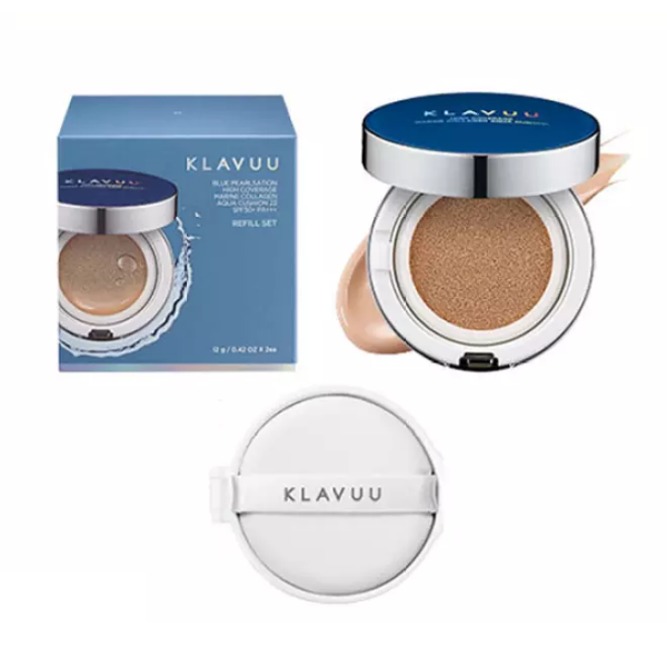 Klavuu Blue Pearlsation High Coverage Marine Collagen Aqua Cushion With Refill SPF50+ PA+++